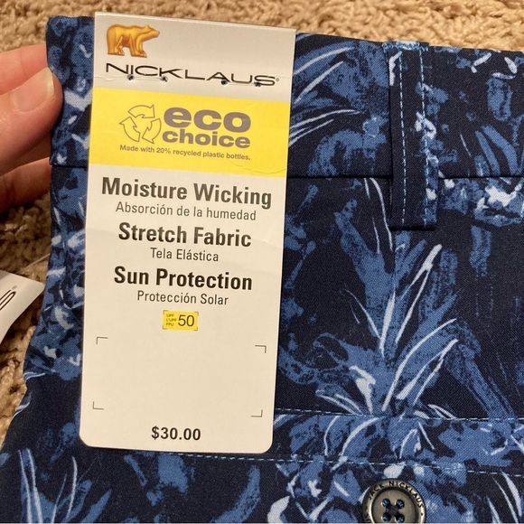 Nicklaus Mens Navy Pineapple Shorts ECO Choice Dri-fit Active Shorts Stretch NWT - Picture 8 of 9